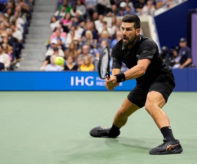 Novak Djokovič v utkání 3. kola US Open 2025