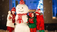 vánoce, děti, sníh, sněhulák