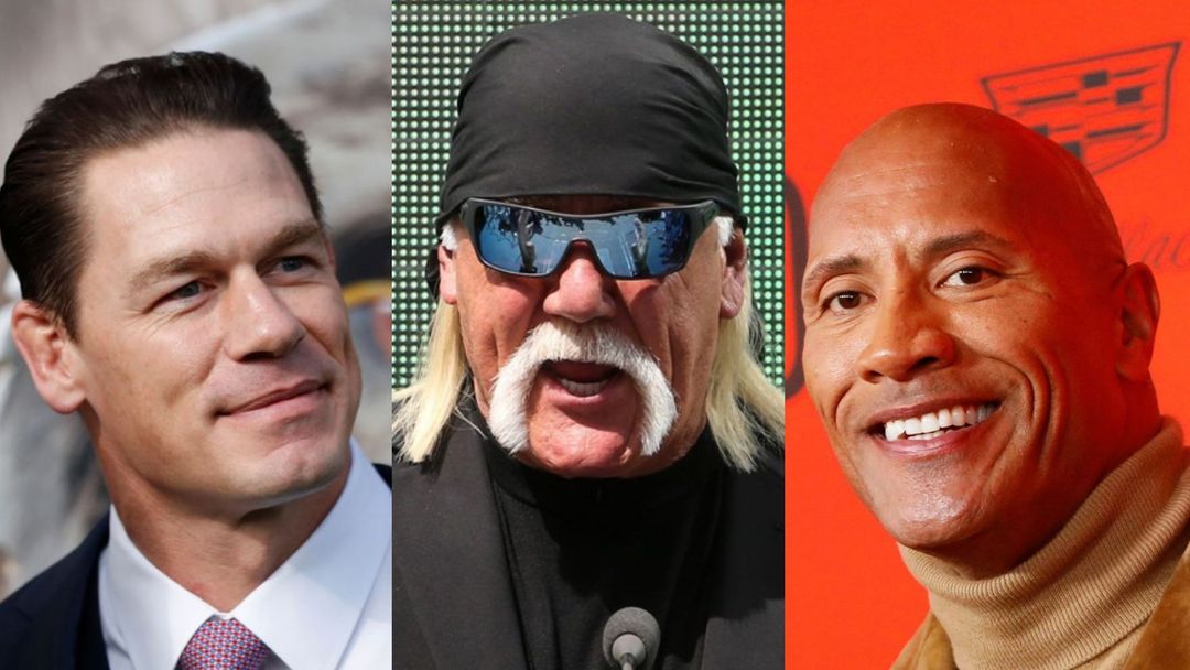 John Cena, Hulk Hogan a The Rock.