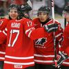 Canada's Reinhart celebrates his goal against the Czech Republic with teammates McDavid, Horvat and Dumba during the first period of their IIHF World Junior Championship ice hockey game in Malmo