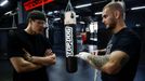 Founder of the "Top Dog" bare-knuckle boxing tournament Danil Andreev speaks with fighter Danik Vesnenok during a training session in Moscow, Russia March 30, 2021. Pictu