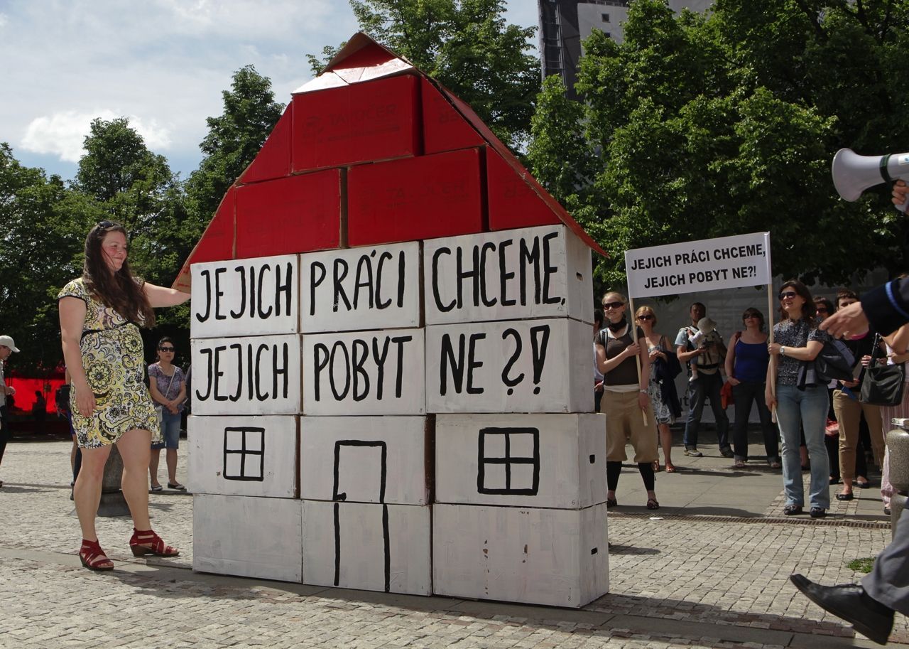 demonstrace za práva pracovních migrantů
