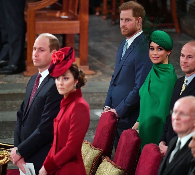 Harry a Meghan na poslední akci jako aktivní členové královské rodiny, mše za Commonwealth ve Westminster Abbey.