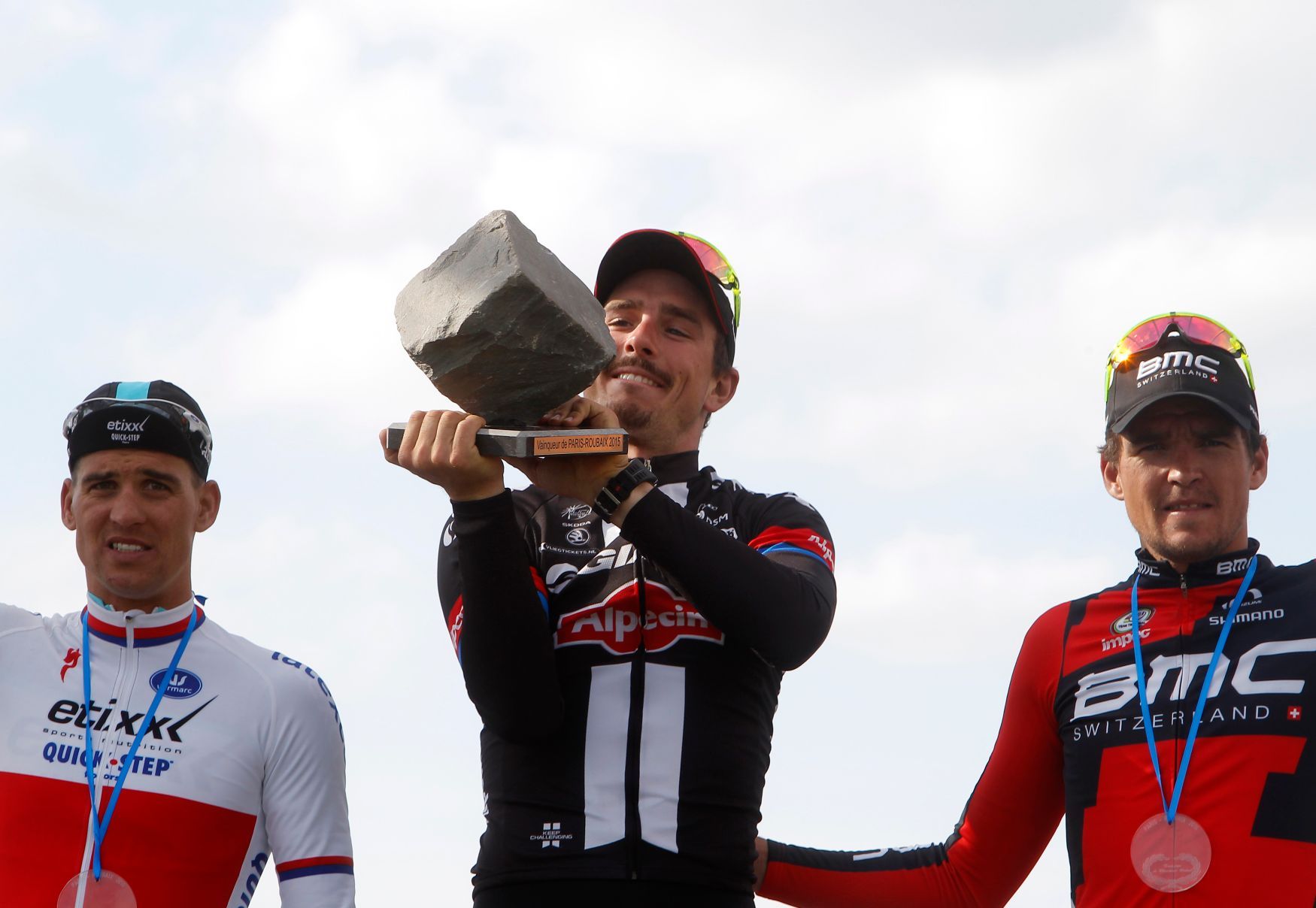 Zdeněk Štybar, John Degenkolb a Greg Van Avermaet na Paříž - Roubaix 2015