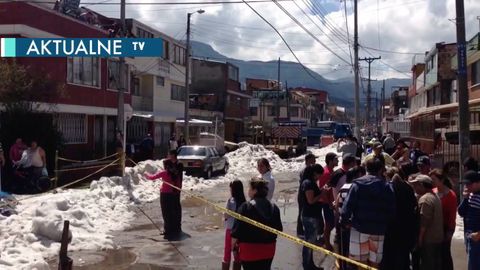 Ledová bouře zastavila život v kolumbijské Bogotě