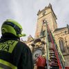 Hasičské cvičení Staroměstská radnice, orloj, Petřín, hasiči, požární cvičení, hasičský záchranný sbor, požár, evakuace