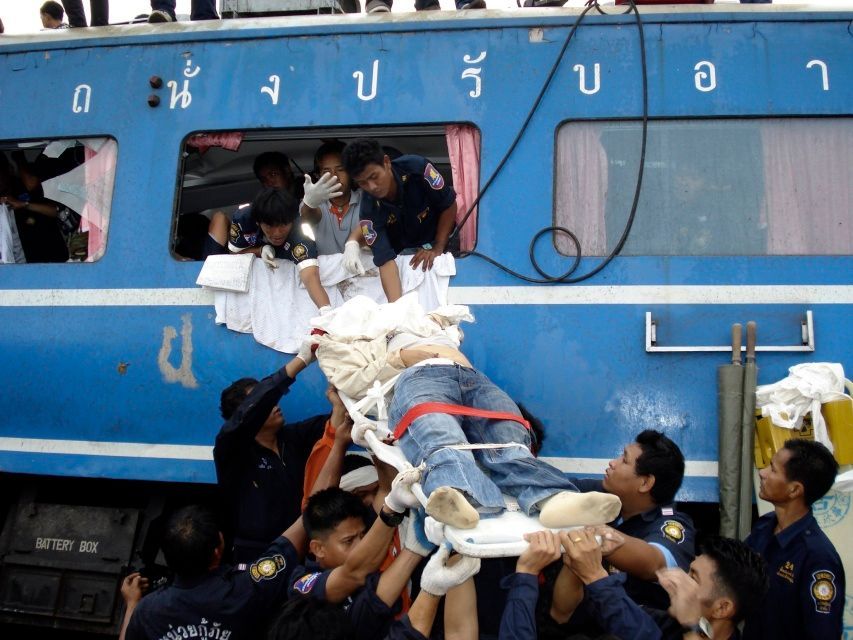 Vykolejený vlak v Thajsku