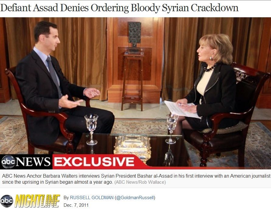 Bašár Asad během rozhovoru pro ABC