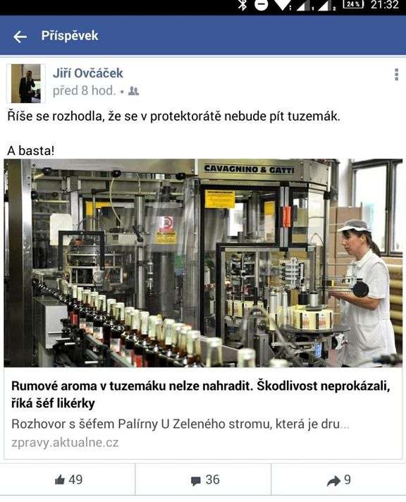 Status Jiřího Ovčáčka o tuzemáku.