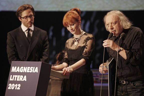 Jiří Havelka, Anna Geislerová a Michal Ajvaz (vpravo) na cenách Magnesia Litera.