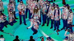 Nástup týmů během slavnostního zakončení ZOH 2022 v Pekingu - český tým