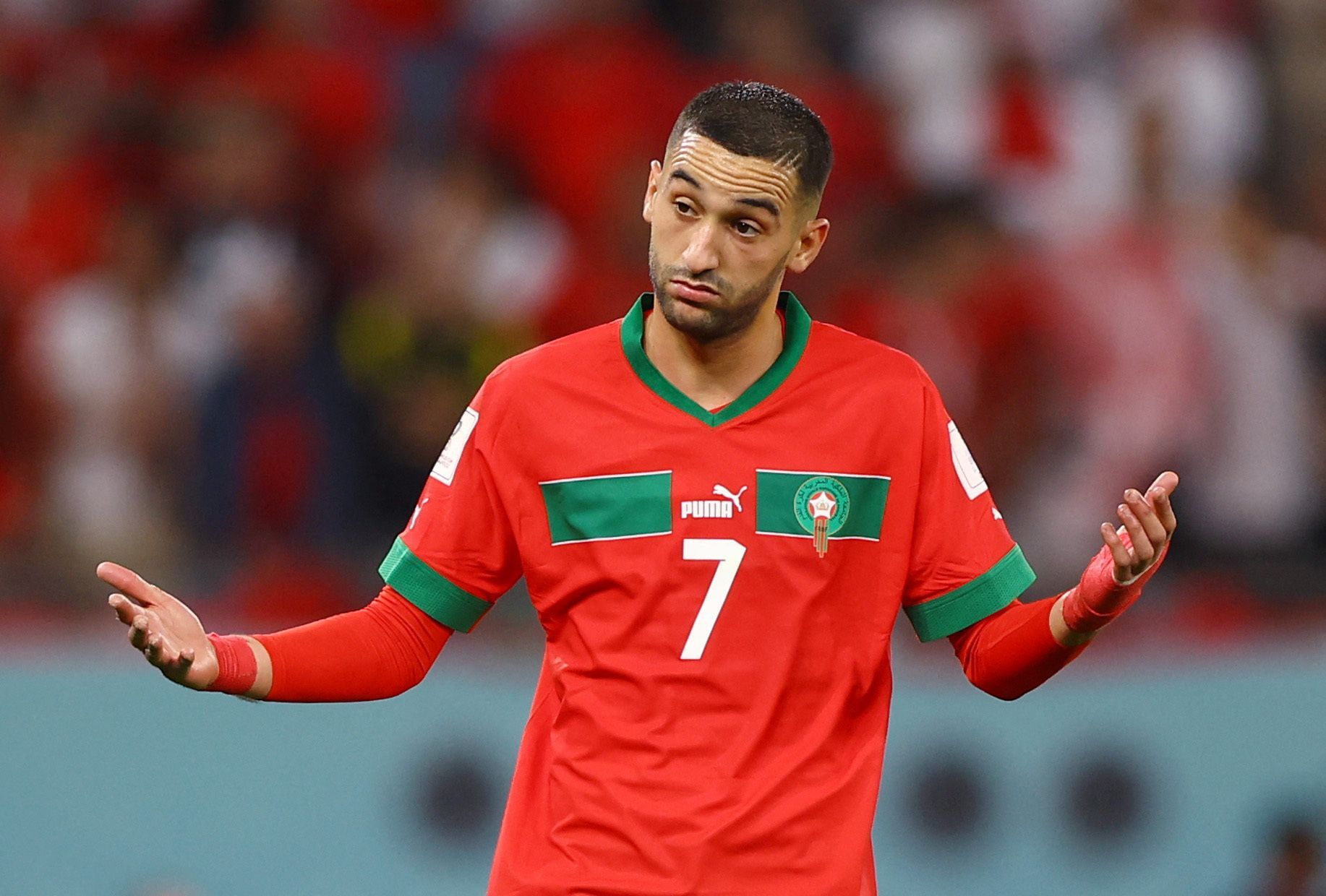 Hakím Zijach v osmifinále MS 2022 Maroko - Španělsko