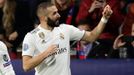 Karim Benzema slaví v zápase LM Plzeň - Real Madrid