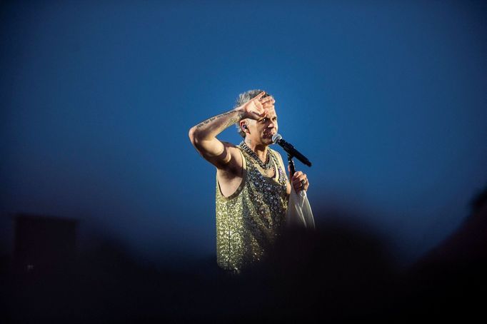 Robbie Williams při vystoupení na dánském Heartland Festivalu.