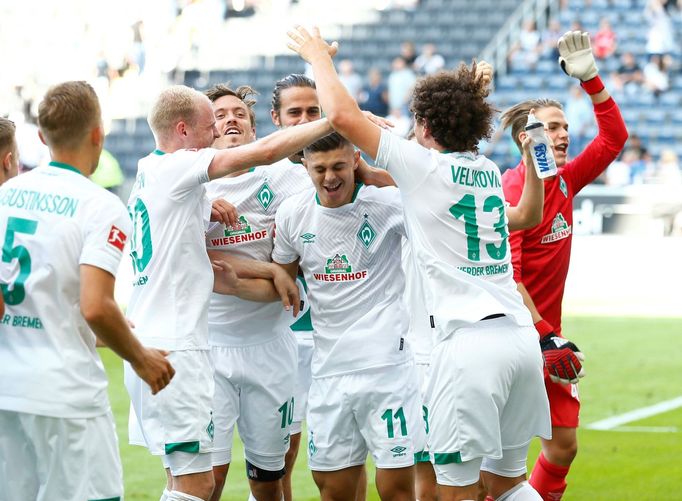 fotbal, německá liga 2018/2019, Frankfurt - Brémy, radost Brém