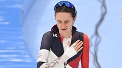 Martina Sáblíková slaví třetí místo v závodě rychlobruslařek na 5000 m na ZOH v Pekingu 2022