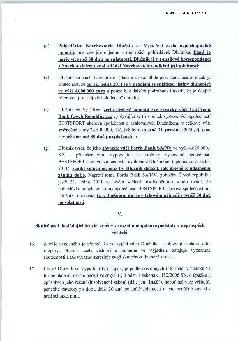 Komárek žádá, aby Sazka dostala předběžného správce