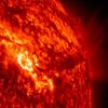Boisterous Active Region -- Close Up An energetic active region spewed forth dozens of outbursts during just a 36-hour (Dec. 29-30, 2011) period as viewed in extreme ultraviolet light. The largest solar storm was a medium-sized flare and coronal mass ejection, each indicated by a signature brightest white flash (about half way through the video clip and shown in the still) followed immediately by a darker spout of plasma. Magnetic forces were violently pulling against each other, creating the frenetic activity. By pulling an image every two minutes, the level of detail we can observe is amazing.