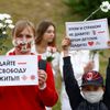 bělorusko protest demonstrace proti násilí ženy bílá
