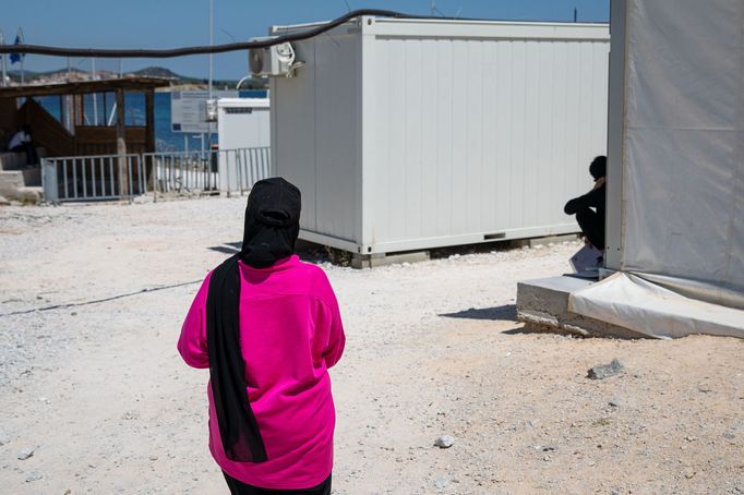 Uprchlický tábor Kara Tepe na ostrově Lesbos v Řecku.