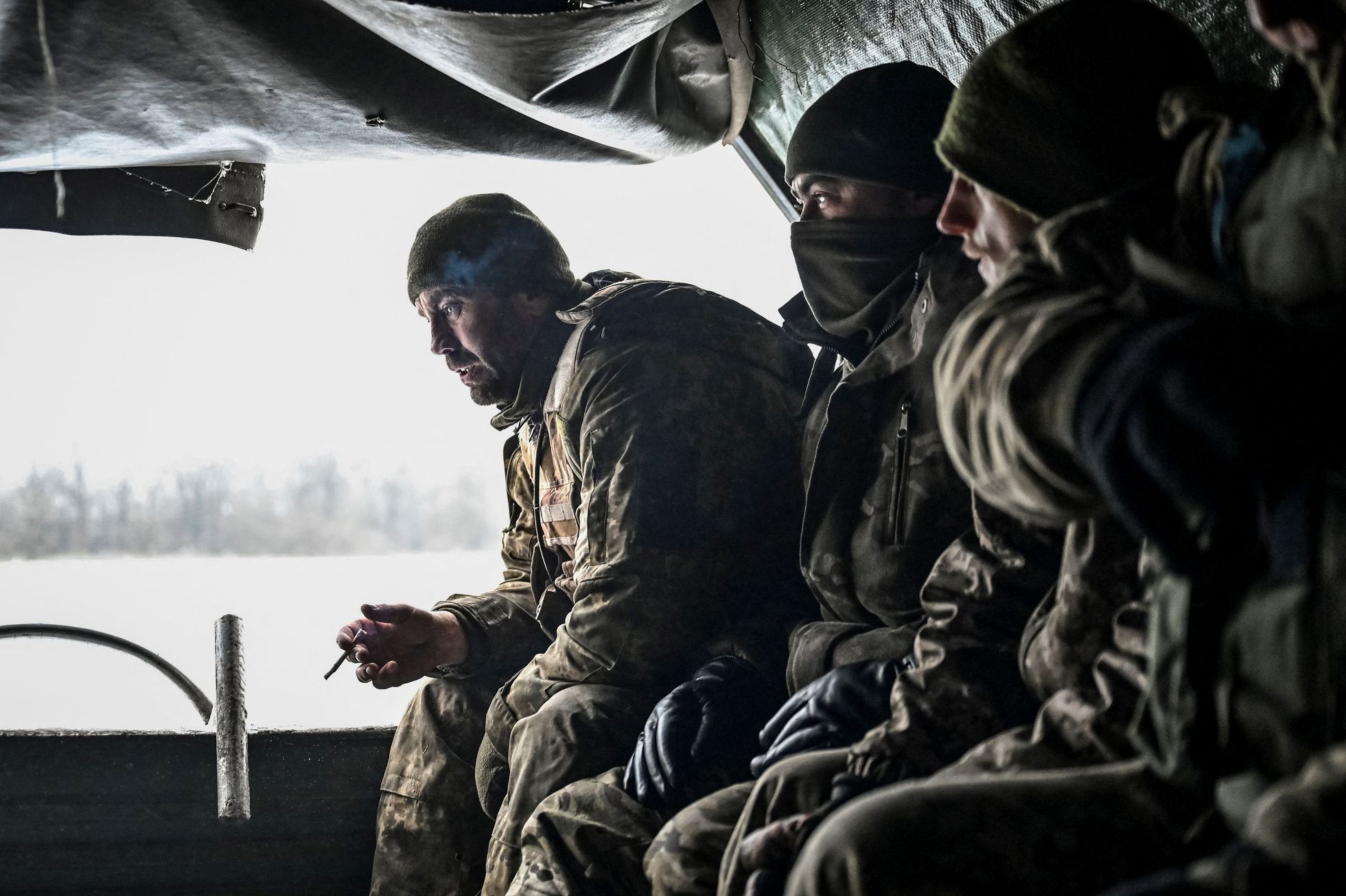 Ukrajina, válka, voják, zima