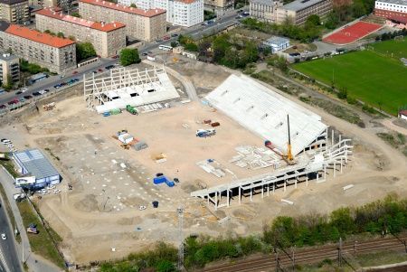 Letecký pohled na stadion Slavie Praha