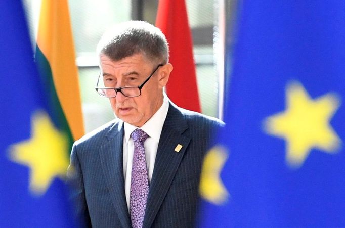 Český premiér Andrej Babiš na summitu v Bruselu.