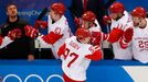 Nikita Gusev slaví gól na 0:1  v semifinále Česko - Rusko na ZOH 2018