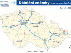 Mapa úseků s povinnou dálniční známkou