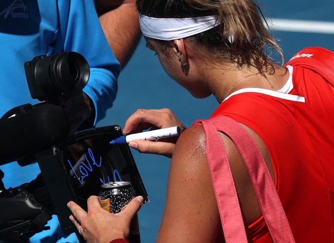 Australian Open 2022: Aryna Sabalenková v utkání třetího kola.