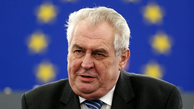 Český prezident Miloš Zeman hovoří v Evropském parlamentu.