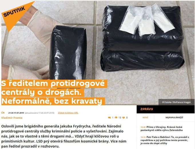 Rozhovor šéfa protidrogové centrály pro dezinformační web Sputnik