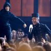 Pharrell Williams performs &quot;Happy&quot; at the 57th annual Grammy Awards in Los Angeles