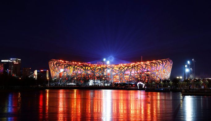 Slavnostní zahájení ZOH 2022 v Pekingu - úvod, stadion Ptačí hnízdo