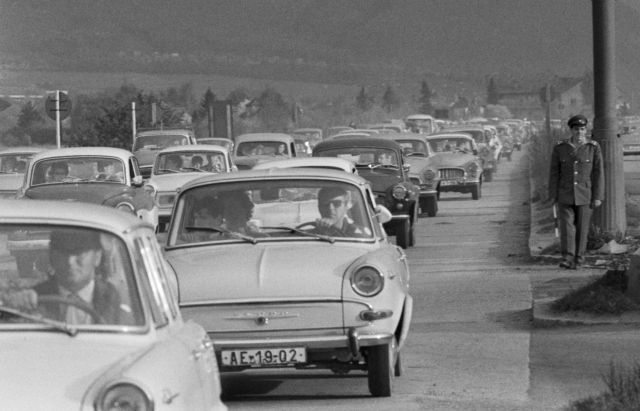 dopravní zácpa 1969 Škoda