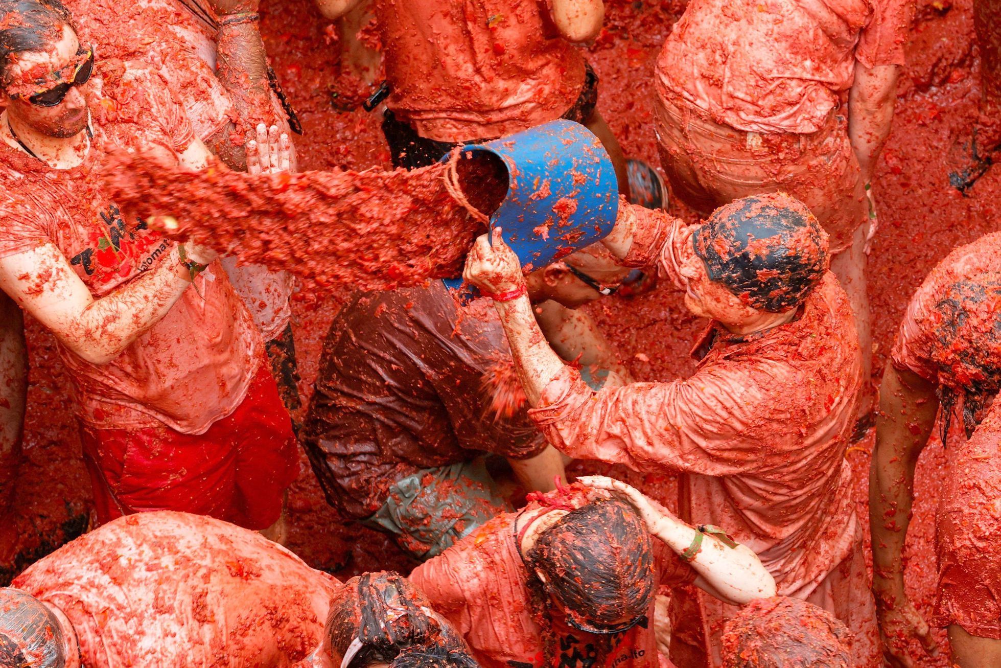 Španělsko, Tomatina, rajčata, bitva, kuriozita, rajče