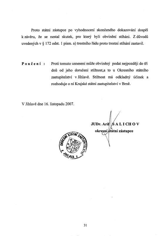 Usneseni o zastavení trestního stíhání - strana 31
