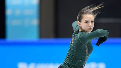 Kamila Valijevová trénuje na olympiádě v Pekingu 2022
