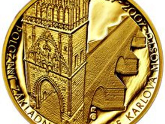 Zlatá mince k výročí Karlova mostu