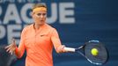 Lucie Šafářová na Prague Open 2017 (v utkání prvního kola proti Slovence Kristíně Kučové)