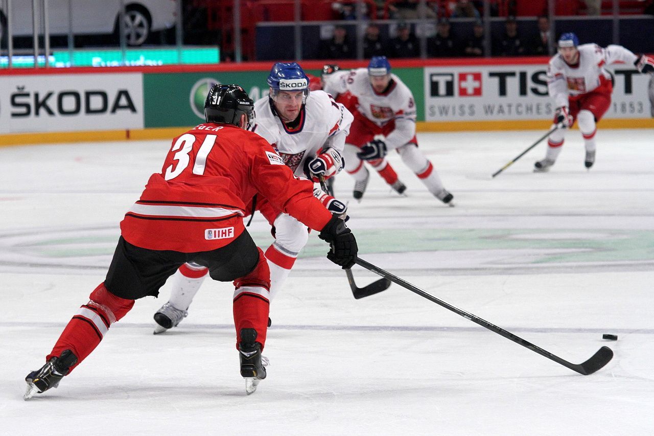 Hokej, MS 2013, Česko - Švýcarsko: Petr Hubáček - Mathias Seger
