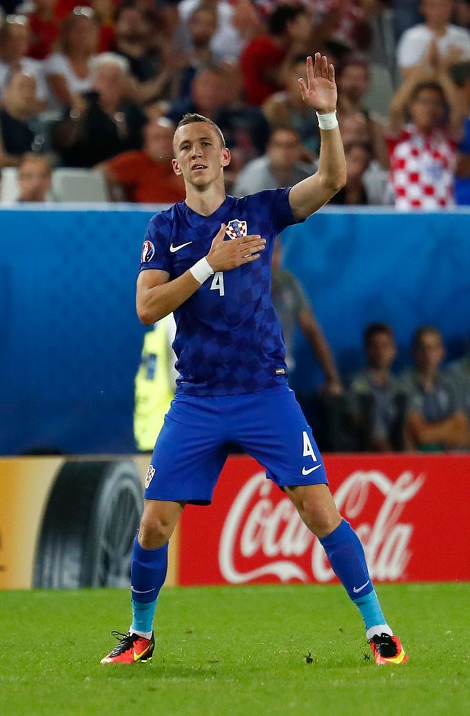 Euro 2016, Chorvatsko-Španělsko: Ivan Perišič slaví gól na 2:1