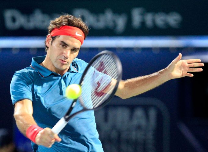 Roger Federer na turnaji v Dubaji 2014