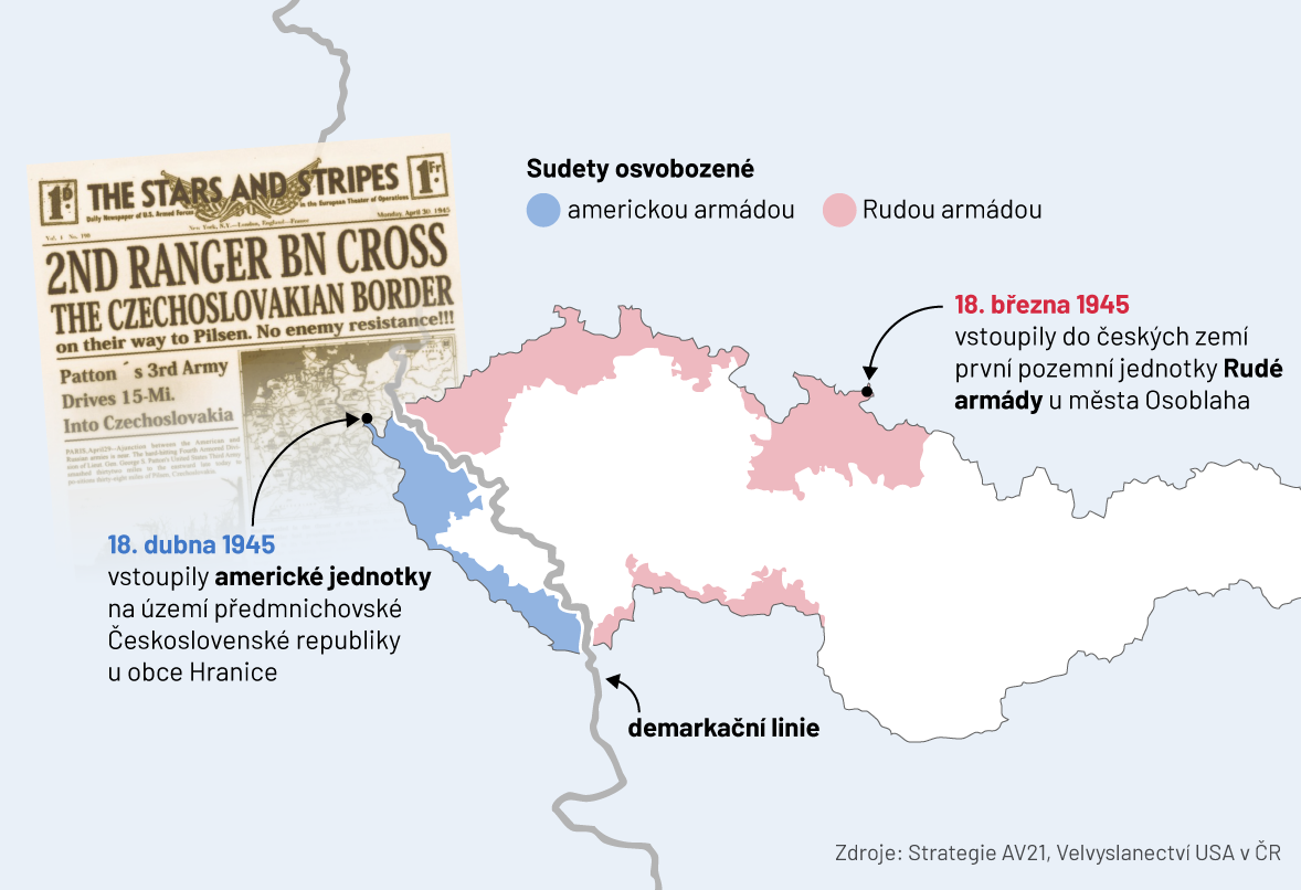 mapa - první vstupy armád na území českých zemí