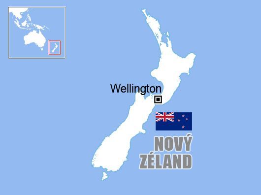 Nový Zéland - mapa
