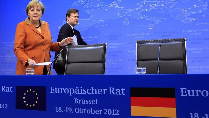 Angela Merkelová na summitu o bankovní unii.
