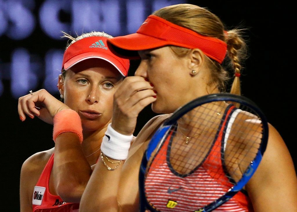 Lucie Hradecká a Andrea Hlaváčková ve finále čtyřhry na Australian Open