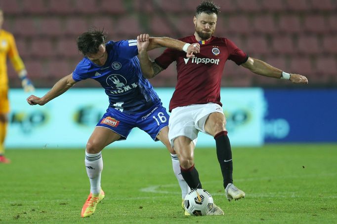 Martin Nešpor a Ondřej Čelůstka v zápase 2. kola F:L Sparta - Olomouc