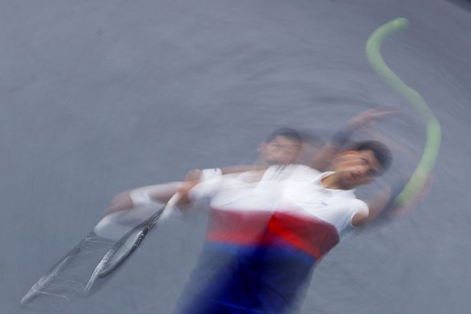 Novak Djokovic při masters v Paříži