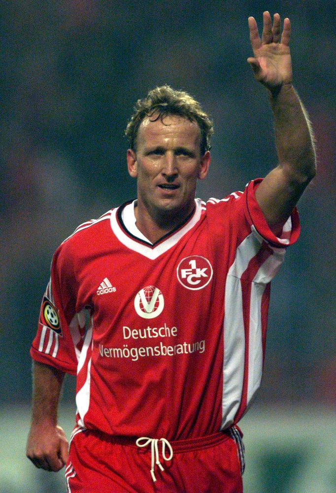 FILE PHOTO: Longtime German first division soccer player Andreas Brehme says goodbye to the fans of Kaiserslautern after his farewell match in Kaiserslautern, October 6.